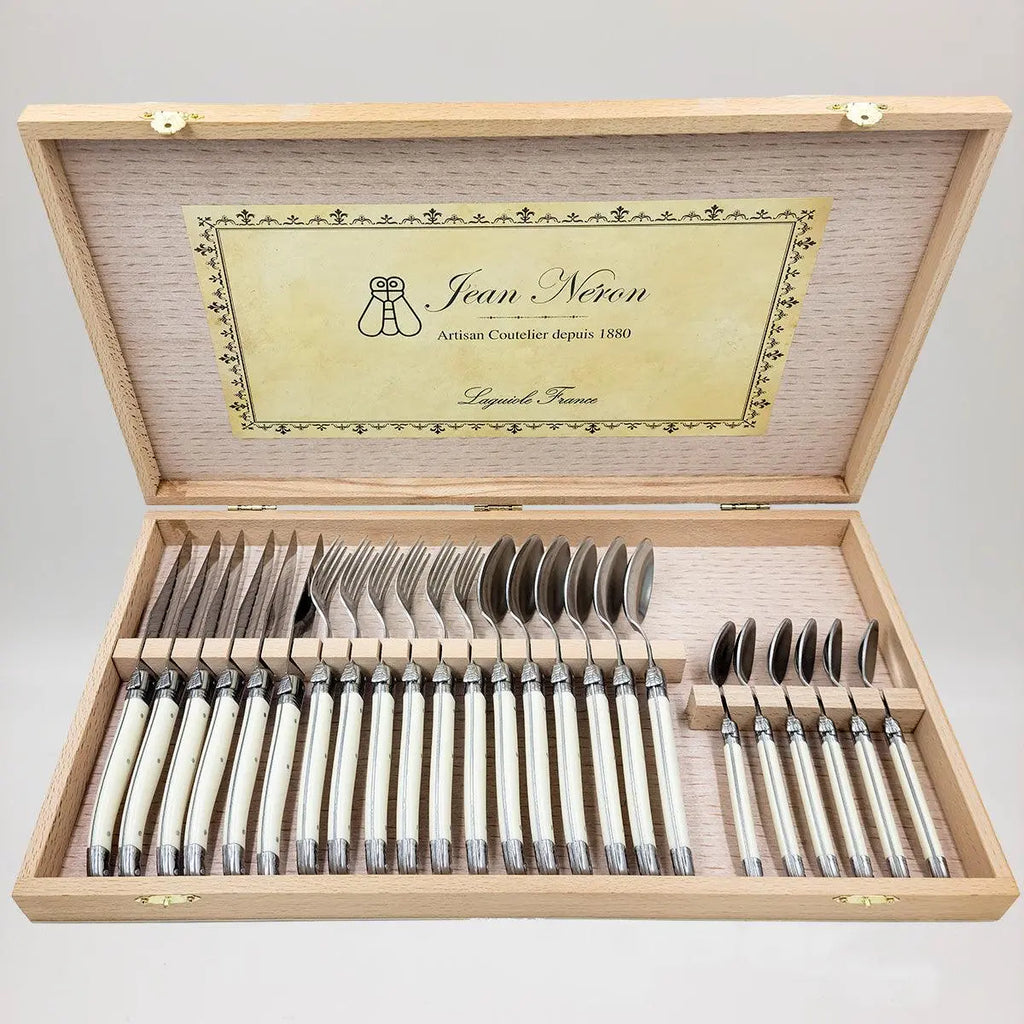 24 Pc Flatware Ivory in Wooden Box - Delys Boutique