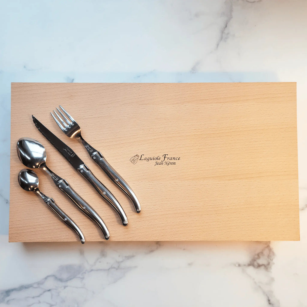 24 Pc Flatware Stainless Steel in Wooden Box - Delys Boutique