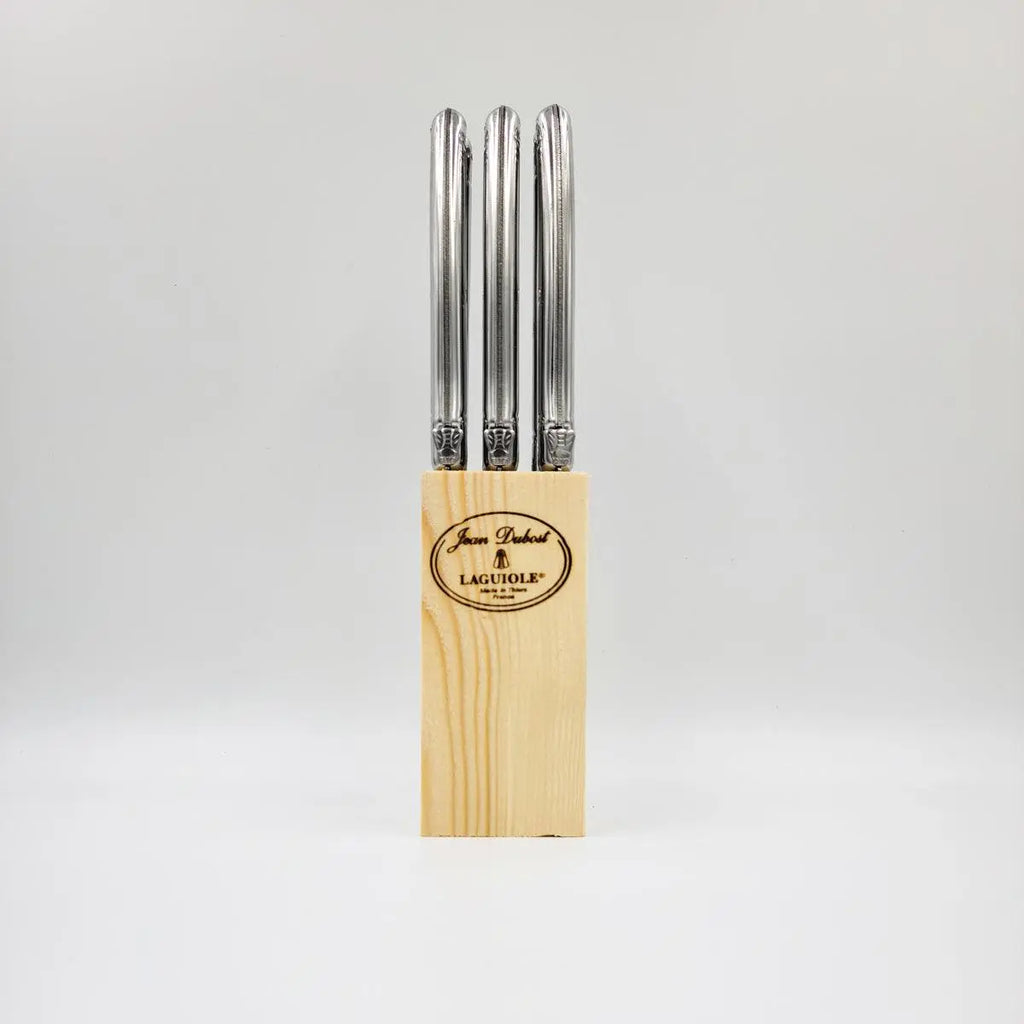 6 Steak Knives Stainless Steel in a Block - Delys Boutique